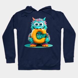 Adorable Kids Monster Alphabet Letter C Funny Back to School Hoodie